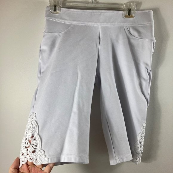 Luxe Slims Pants - Womens Luxe Slims Skimmer Lacey Bike Stretch Shorts White Medium